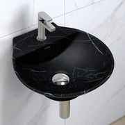 Plantex Ceramic Wall Hung Wash Basin/Wall Mount Basin for Bathroom/Washbasin Sink for Home/Office/Restaurant (Black - 15 x 15 x 5 Inch)