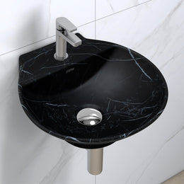 Plantex Ceramic Wall Hung Wash Basin/Wall Mount Basin for Bathroom/Washbasin Sink for Home/Office/Restaurant (Black - 15 x 15 x 5 Inch)