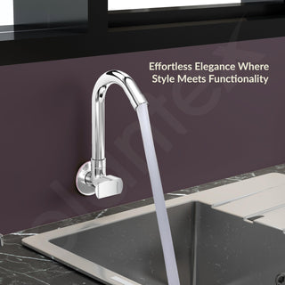 Plantex Water Tap for Kitchen Sink with Water Saving Aerator/Brass Spindle for Kitchen Sink Tap with Wall Flange -(CRM-1287-Chrome)