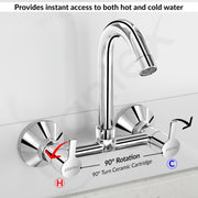 Plantex Sink Mixer for Kitchen/Hot & Cold Water Mixer with Teflon Tape & Wall Flange - Pack of 1 (Rio, Chrome)