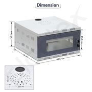 Plantex CCTV/DVR Rack/NVR Cabinet Box/Network Rack/Server rack/CCTV Camera Box with KeyLock/DVR box for cctvwith Power Socket - 3U - (Off White & Gray), Metal Transparent Glass door Cabinet Box