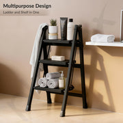 Plantex 3 Step Ladder for Home Use/Wide Anti-Slip Heavy-Duty Step Stool/Lightweight Kitchen Ladder 3 Step (Black)
