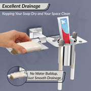 Plantex Aqua Stainless Steel 2in1 Soap Holder with Tumbler Holder/Soap Dish/Toothbrush Holder/Bathroom Accessories (Chrome - Aqua)