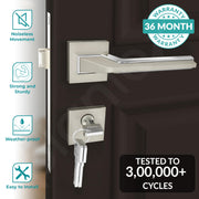 Plantex Triple Security Door Lock for Home/Main Door Lock Set with 3 Years of Warranty/Mortise Lock for Door with Brass Lock Body & Cylinder(Satin White & Chrome Finish)