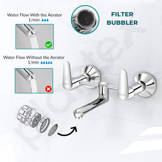 Plantex Pure Brass Non Telephonic Wall Mixer with Water Saving Nozzle/Mixer Tap for Bathroom with Brass Wall Flange and Teflon Tape (Dol-2319-Chrome)