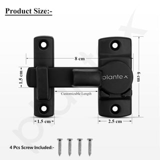 Plantex 180 Degree Sliding Door Lock - Flip Latch for Sliding Gate & Main Door - Baby Latch for Bathroom & Bedroom - Black