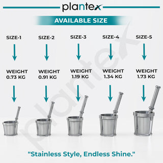Plantex Heavy Stainless Steel Khalbatta/Mortar & Pestle Set/Okli Musal/Khal/Okli/Imam Dasta for Kitchen - Size 3(Dia: 8, H: 8 cm)