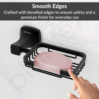 Plantex Space Aluminum Soap Holder for Bathroom Wall/Soap Stand/Soap Dish/Soap Dish Holder for Bathroom Accessories (Black)