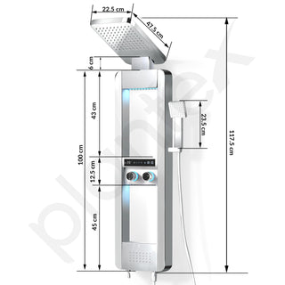 Plantex Shower Panel for Bathroom with Hand Shower/Body Massage Jets/Showerhead/304 Grade Stainless Steel Showers System with Hot & Cold Mixer (KM-8103-Chrome)