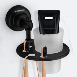 Plantex 304 Grade Stainless Steel Tumbler Holder/ABS Tooth Brush Stand/Bathroom Accessories - Skyllo (Black)