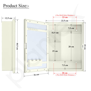 Plantex Bathroom Cabinet with Mirror/ABS Bathroom Storage Organiser/Multipurpose Bathroom Shelf/Wall Mount Mirror Cabinet for Wash Basin (14x18 Inch, Ivory)