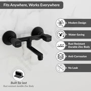 Plantex Non-Telephonic Wall Mixer for Bathroom with Brass Spindle/Mixer Tap for Bathroom with Water Saving Aerator/Wall Flange and Teflon Tape - Pack of 1 (Black)