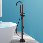 Plantex Pure Brass Bath Tub Faucet/Free Standing Faucet/Single Lever Basin Faucet with Handle Held Shower/Bath Tub Filler Faucet - (Black)