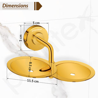 Plantex 304 Grade Stainless Steel Double Soap Holder for Bathroom/Soap Dish/Soap Stand for Bathroom Wall/Bathroom Accessories - Daizy (Golden)