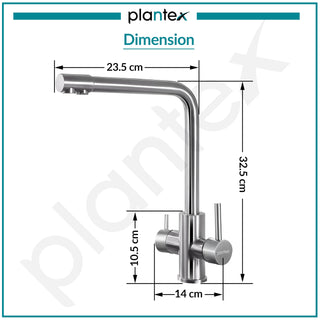 Plantex Pure Brass 3-in-1 Sink Mixer Tap Hot and Cold with Built-in RO Outlet/Mixer Tap for Bathroom with 360° Swivel Spout/Kitchen Sink Tap-Chrome