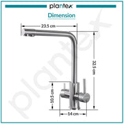 Plantex Pure Brass 3-in-1 Sink Mixer Tap Hot and Cold with Built-in RO Outlet/Mixer Tap for Bathroom with 360Ã‚Â° Swivel Spout/Kitchen Sink Tap-Chrome