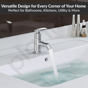 Plantex Pure Brass Pillar Tap for Wash Basin with Water Saving Aerator/Tabletop Basin Tap/7 Year Warranty (COL-1003-Mirror Chrome)