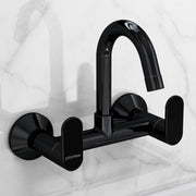 Plantex Pure Brass Sink Mixer Tap Hot and Cold with Water Saving Aerator/360° Swivel Spout fo Sink Tap with Brass Wall Flange -7 Year Warranty by Plantex (ORN-214-Black)