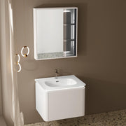 Plantex Plywood Rectangle Vanity with Basin/Unbrekable Wash Basin with Cabinet/Bathroom Organizer for Home with Coupling, Mirror and Cabinet Motion Sensor Light (NZBC-13)
