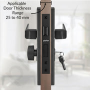 Plantex Stainless Steel Door Lock Handle Set/6-Lever Lock Mechanism with 3 Years of Warranty/Mortise Lock with 3 Keys, Brass Lock Body & Cylinder - (DTM-661, Z-Black)