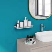 Plantex Stainless Steel Bathroom Shelf for Wall/Bathroom Organizer with Drill/Washroom Accessories/Wall Shelf for Kitchen Storage (16x5 inches, Chrome)