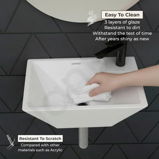 Plantex Platinum Ceramic Wall Mounted Basin/Corner Basin/Wash Basin for Bathroom/Wall Hung Washbasin/Sink for Restaurant, Hotel/10 Years Glaze Warranty by Plantex (Candy -15 x 11 x 5 Inch)