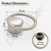Plantex Drawer Knobs/Ring Drawer Kadi/Pull-Push Knobs for Kitchen/Bedroom Drawer - Pack of 3 (Satin White & Chrome)