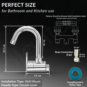 Plantex Pure Brass Sink Mixer Tap Hot and Cold with 360Ãƒâ€šÃ‚Â° Swivel Spout/Kitchen Sink Tap with Brass Wall Flange and Teflon Tape-7 Year Warranty by Plantex (ORN-214-Chrome)