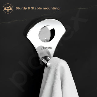 Plantex Royal Stainless Steel Robe Hook Cloth-Towel Hanger (Silver, Chrome)
