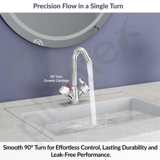 Plantex Brass Spindle Wash Basin Tap with Water Saving Aerator/Basin Mixer for Bathroom/Sink Tap for Kitchen Basin -(Saga-Chrome)