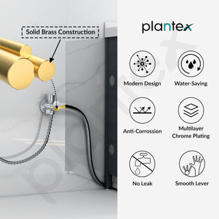 Plantex FLO-808 Pure Brass 2-Way Angle Valve/Angle Cocke for Bathroom With Brass Wall Flange & Teflon Tape (Mirror-Chrome Finish)