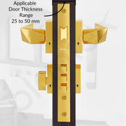 Plantex Heay Duty Mortise Door Lock for Home/Main Door Lock Set/Door Handle Lock with Brass Lock Body & Cylinder (7129, PVD Gold)