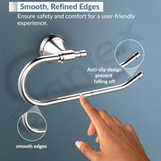 Plantex 304 Grade Stainless Steel Washbasin Towel Holder/Hand Towel Hanger/Napkin Ring for Kitchen/Bathroom Accessories (Chrome) Niko