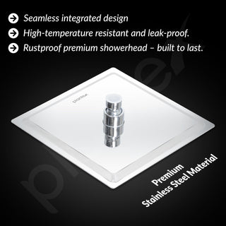 Plantex Stainless Steel Shower Head for Bathroom/8 x 8 inch Square Overhead Shower without Arm/Adjustable Bathroom Shower-(Ultra Slim-Chrome)