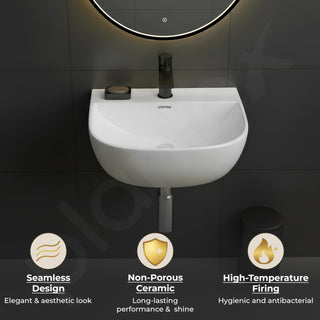Plantex Ceramic Wall Hung Basin/Washbasin for Bathroom/Wall Mounted Basin/Sink for Bathroom/Living Room (Orchid - White)