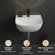 Plantex Ceramic Wall Hung Basin/Washbasin for Bathroom/Wall Mounted Basin/Sink for Bathroom/Living Room (Orchid - White)