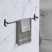 Plantex Aluminium Single Towel Rod for Bathroom/Towel Rack/Bathroom Towel Holder/Towel Stand with Hooks/Bathroom Accessories (24 inch - Black)