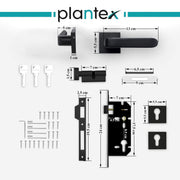Plantex Triple Security Door Lock For Home/Main Door Lock Set With 3 Years Of Warranty/Mortise Lock For Door With Brass Lock Body & Cylinder(7110 - Black), Knob