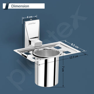 Plantex 304 Grade Stainless Steel Tumbler Holder/Tooth Brush Holder for Bathroom Accessories - Crystal (Chrome)