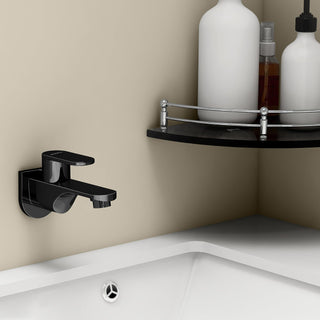 Plantex Pure Brass ORN-201 Bib Cock Water Tap with Brass Wall Flange & Teflon Tape/Bib Tap with Water Saving Aerator-7 Year Warranty (PVD Black)