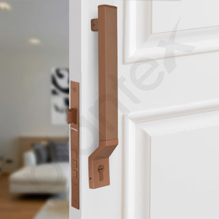 Plantex Door Handle/15 Inch Door Handle with Lock/Stainless Steel Handle Set for Home/Office/Door Accessories (Pack of 1, Rose Gold)
