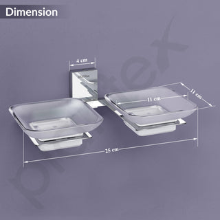 Plantex 304 Grade Stainless Steel and Frosted Glass Double Soap Dish/Soap Stand/Soap Storage/Dual Soap Holder for Bathroom/Bathroom Accessories - Crystal (Chrome)
