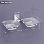 Plantex 304 Grade Stainless Steel and Frosted Glass Double Soap Dish/Soap Stand/Soap Storage/Dual Soap Holder for Bathroom/Bathroom Accessories - Crystal (Chrome)