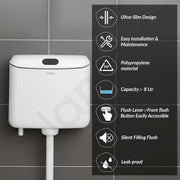 Plantex Single Flushing Cistern for Bathroom/Flush Tank for Toilet with 8 Ltr Water Capacity/Polypropylene Toilet Flush Tank - Pack of 1 (White)