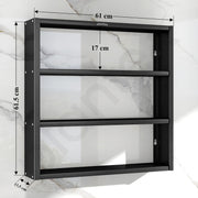Plantex 3 Tier Bathroom Storage Rack/GI Steel Multipurpose Bathroom Shelf Organizer/Spice Rack for Kitchen Organizer/Wall Mounted Racks for Living Room/Bedroom-Pack of 1 (Black)