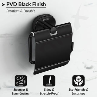Plantex J4 Stainless Steel Toilet Paper Holder for Bathroom/Tissue Holder for Washroom/Toilet roll Holder for Wall Mounted/Bathroom Accessories (PVD Black Finish) Onix