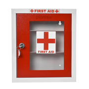 Plantex Metal First Aid Box/Emergency Medical Kit for Medicine Storage/Multi Compartment First Aid Kit Box for Home, School, Office with Key Lock - Pack of 15 - (Red & Ivory)