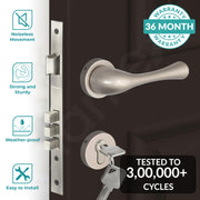 Plantex Brass Premium Door Lock/Mortise Lock for Door with 3 Years of Warranty - Robust Door Lock for Home with Brass Lock Body & Cylinder (7054 – Satin White)