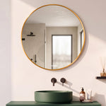 Plantex Aluminium Frame Mirror for Wall/Round Wall Mount Mirror for Bedroom/Dressing Room/Living Room/Entryway - (Dia- 20in - Gold)
