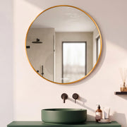 Plantex Aluminium Frame Mirror for Wall/Round Wall Mount Mirror for Bedroom/Dressing Room/Living Room/Entryway - (Dia- 20in - Gold)